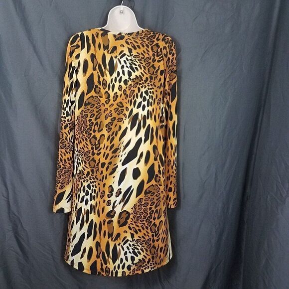 American Twist Medium Cheeta Animal Print Pull On Knee Length Dress Stretch M - Picture 7 of 10